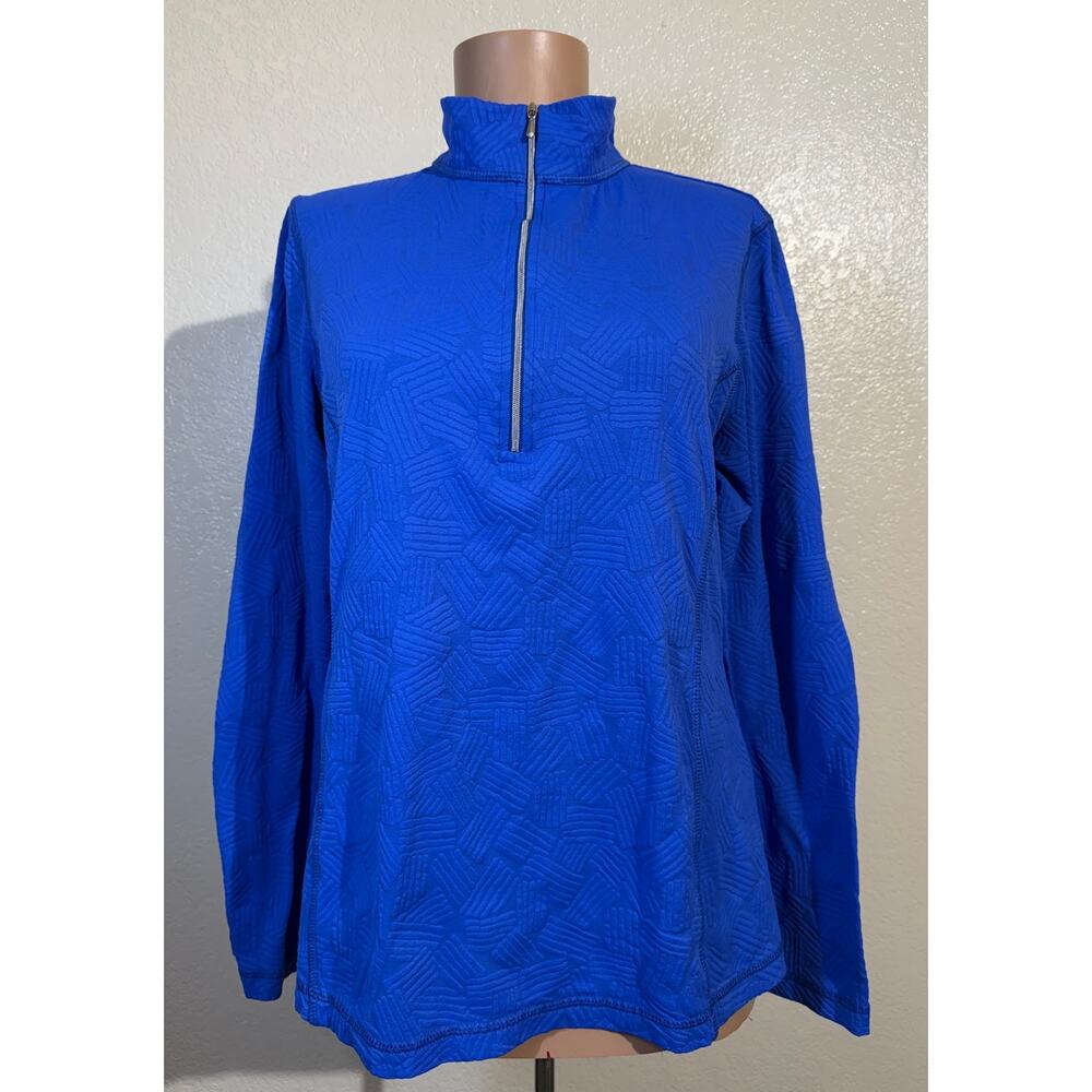Women Snowskins Half Zip Base Layer Mock Neck Top - Royal Blue - Large